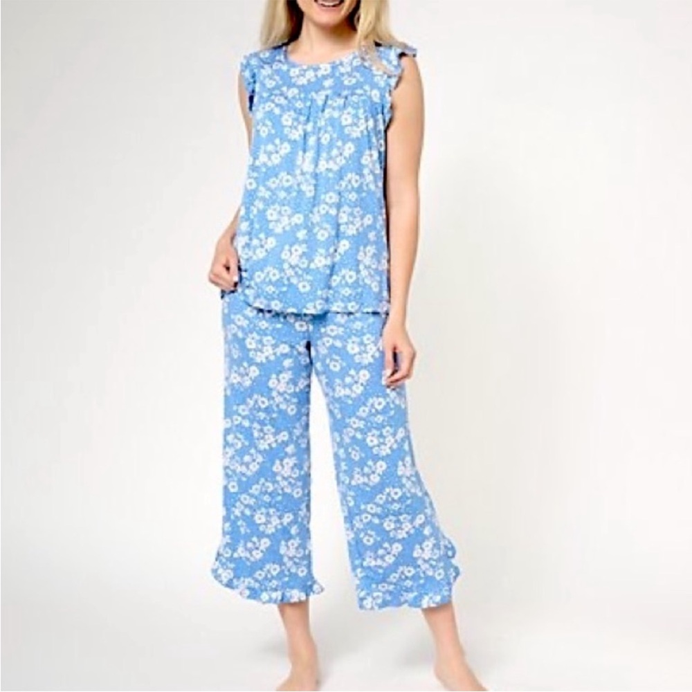 Koolaburra By UGG Ruffle Crop Pajama Set- Blue Floral